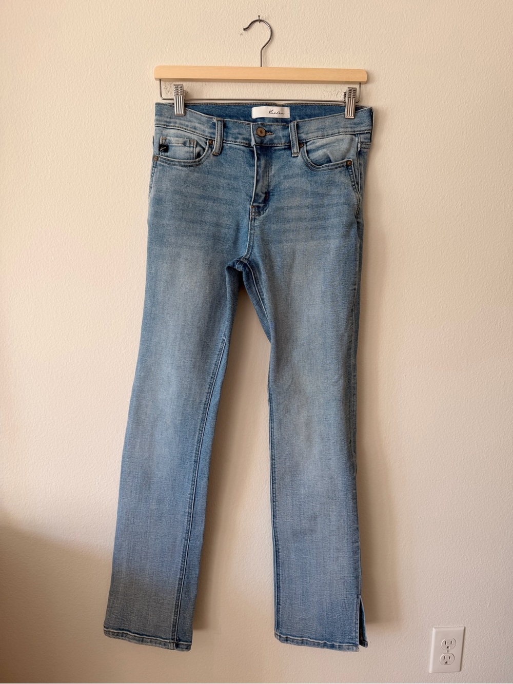 KanCan Light Blue Straight Leg Women’s Jeans with Slit